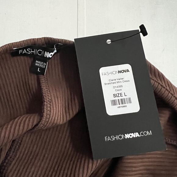 New FASHION NOVA Claire Halter Snatched Mini Dress - Coco Women’s SIZE L - Picture 8 of 9